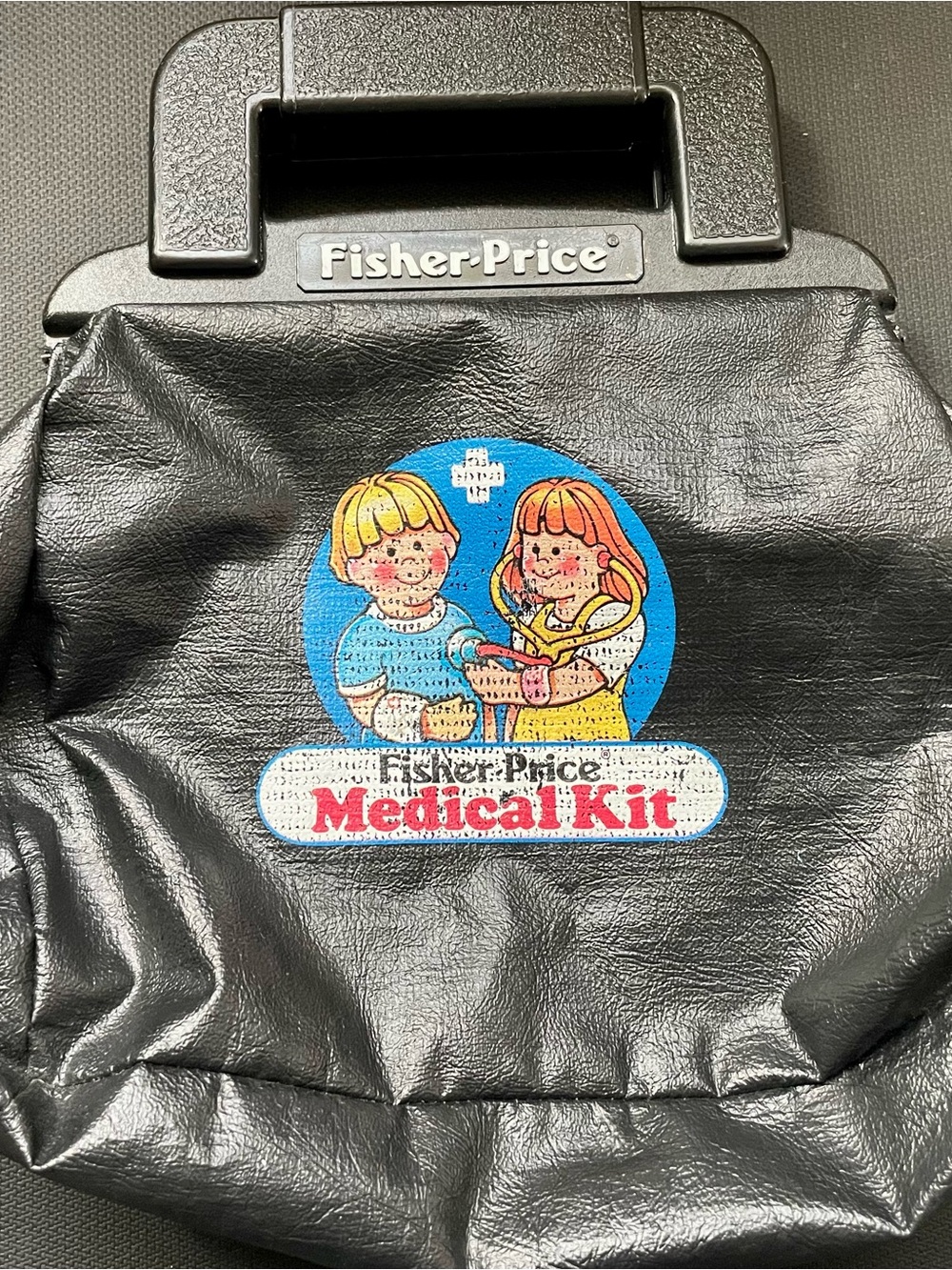 Fisher-Price Black Medical Kit Bag with Colorful Vintage Graphic